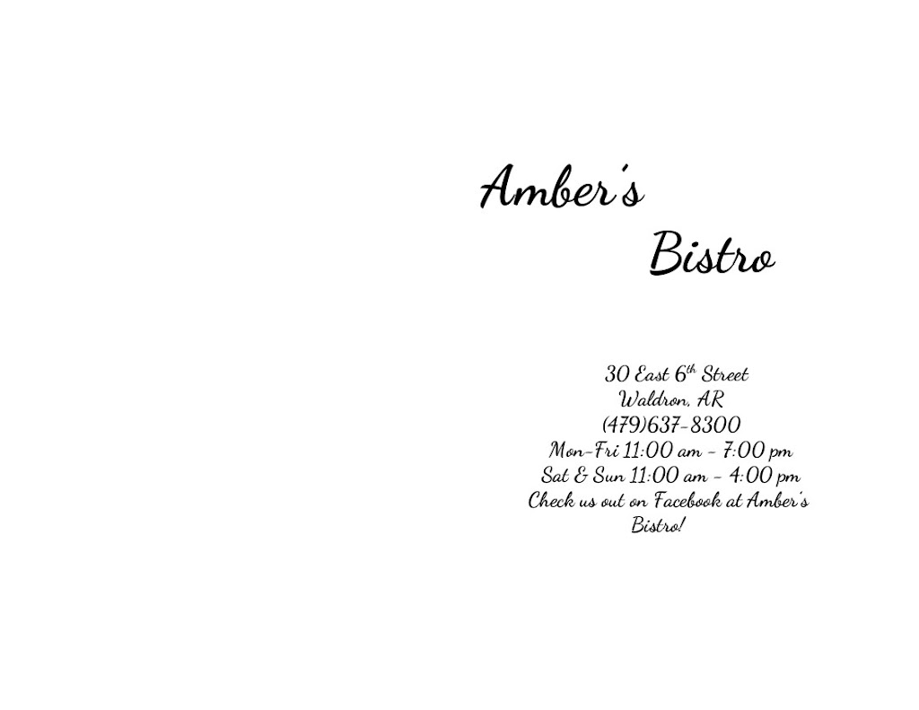 Ambers Bistro | restaurant | 30 E 6th St, Waldron, AR 72958, USA | 4796378300 OR +1 479-637-8300