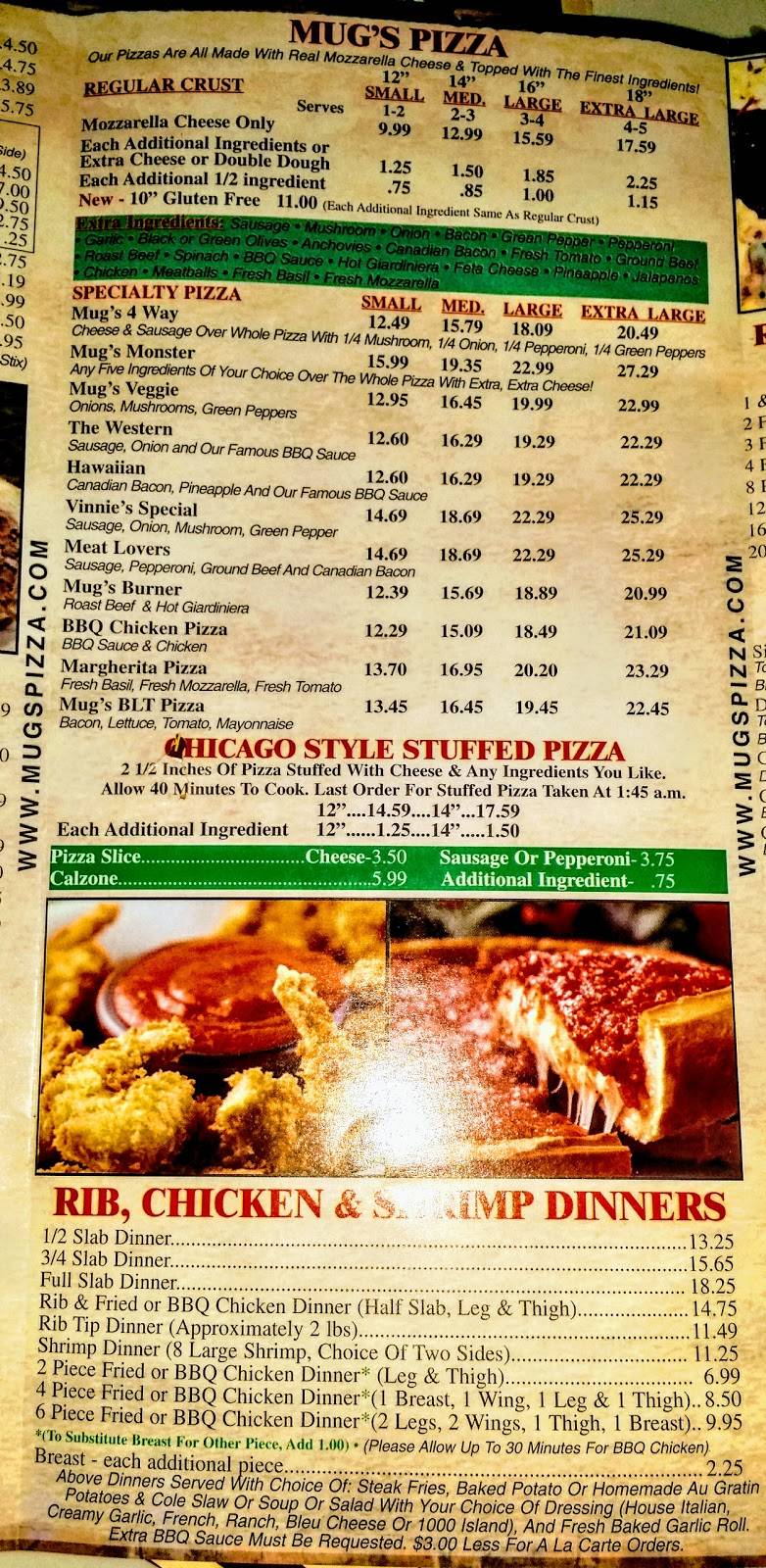 Mugs Pizza & Ribs | restaurant | 807 W Rand Rd, Arlington Heights, IL 60004, USA | 8473948030 OR +1 847-394-8030
