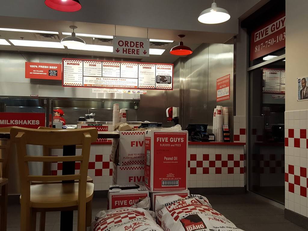 Five Guys | meal takeaway | 9180 N Fwy Service Rd E, Fort Worth, TX 76177, USA | 8177501030 OR +1 817-750-1030
