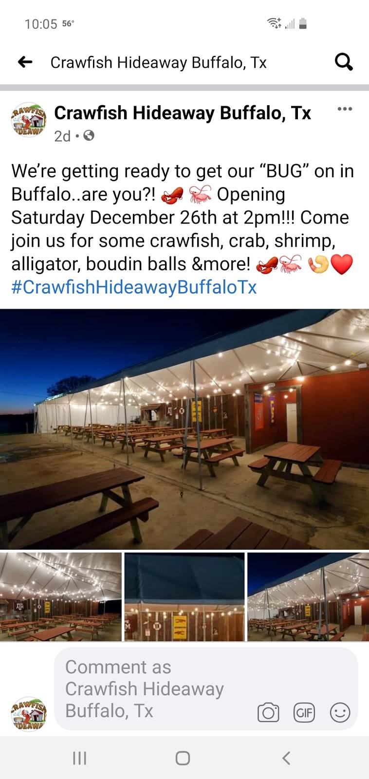 Crawfish Hideaway | restaurant | 143 Hill St, Buffalo, TX 75831, USA | 9033226023 OR +1 903-322-6023