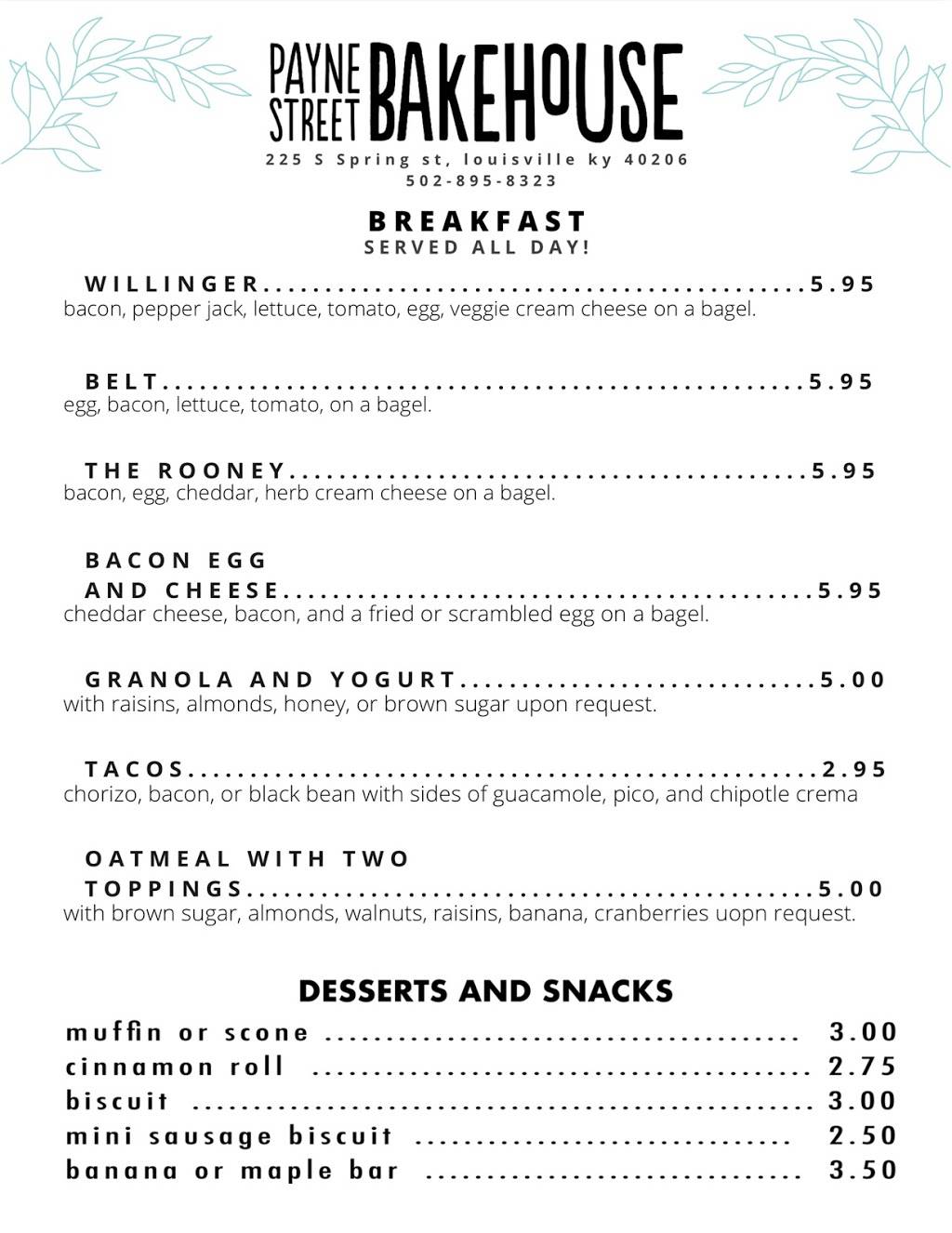 Payne Street Bakehouse | restaurant | 225 S Spring St, Louisville, KY 40206, USA | 5028364171 OR +1 502-836-4171