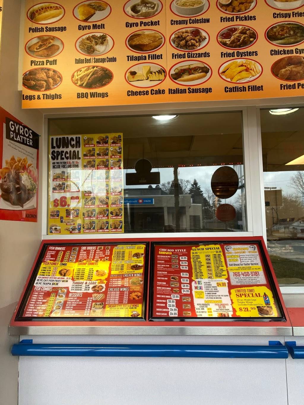 Kokomo fish chicken and gyros | restaurant | 2134 N Washington St, Kokomo, IN 46901, USA | 7654505181 OR +1 765-450-5181