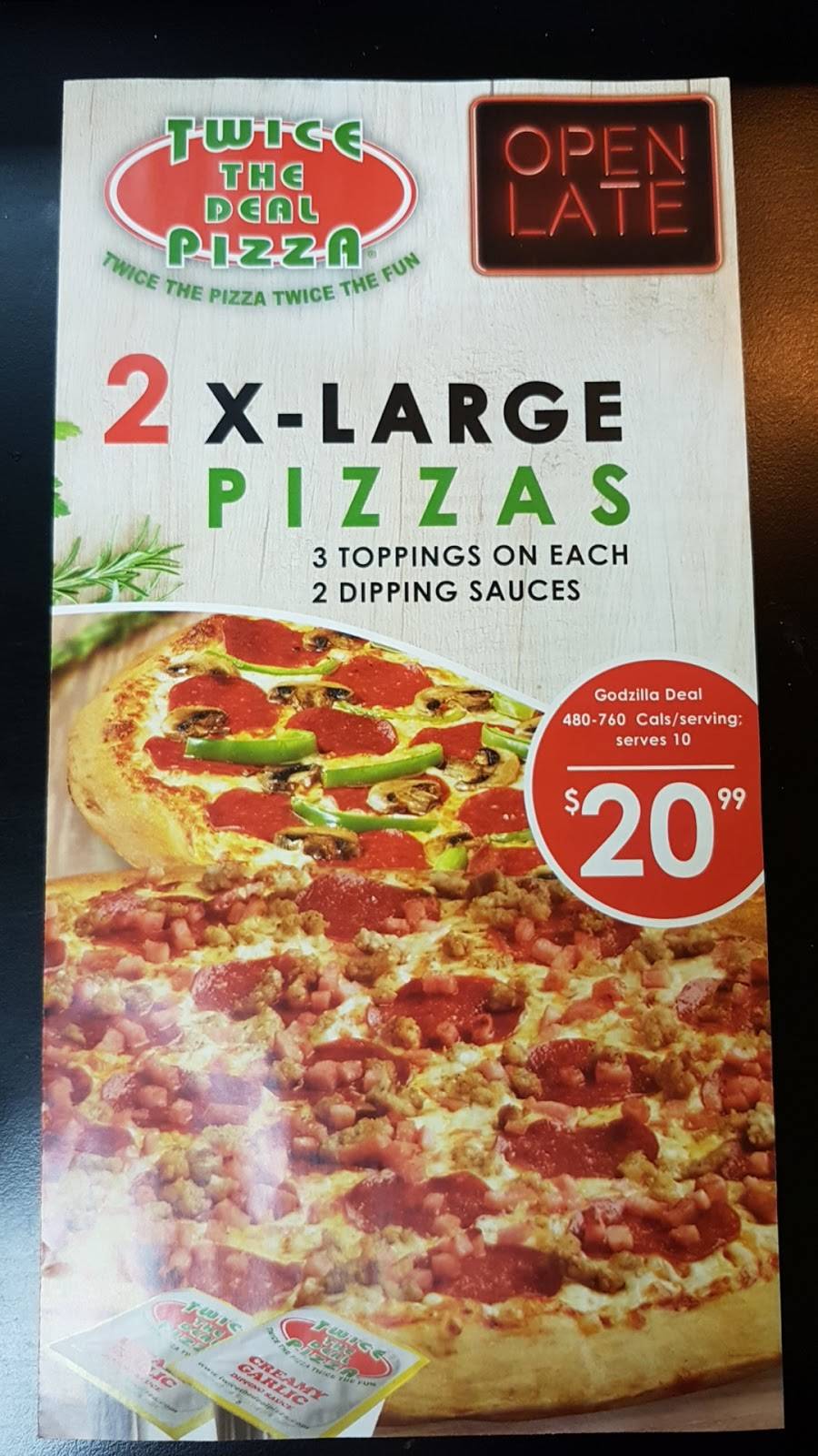 Twice The Deal Pizza | restaurant | 6850 Thorold Stone Rd, Niagara Falls, ON L2J 1B4, Canada | 9053545000 OR +1 905-354-5000