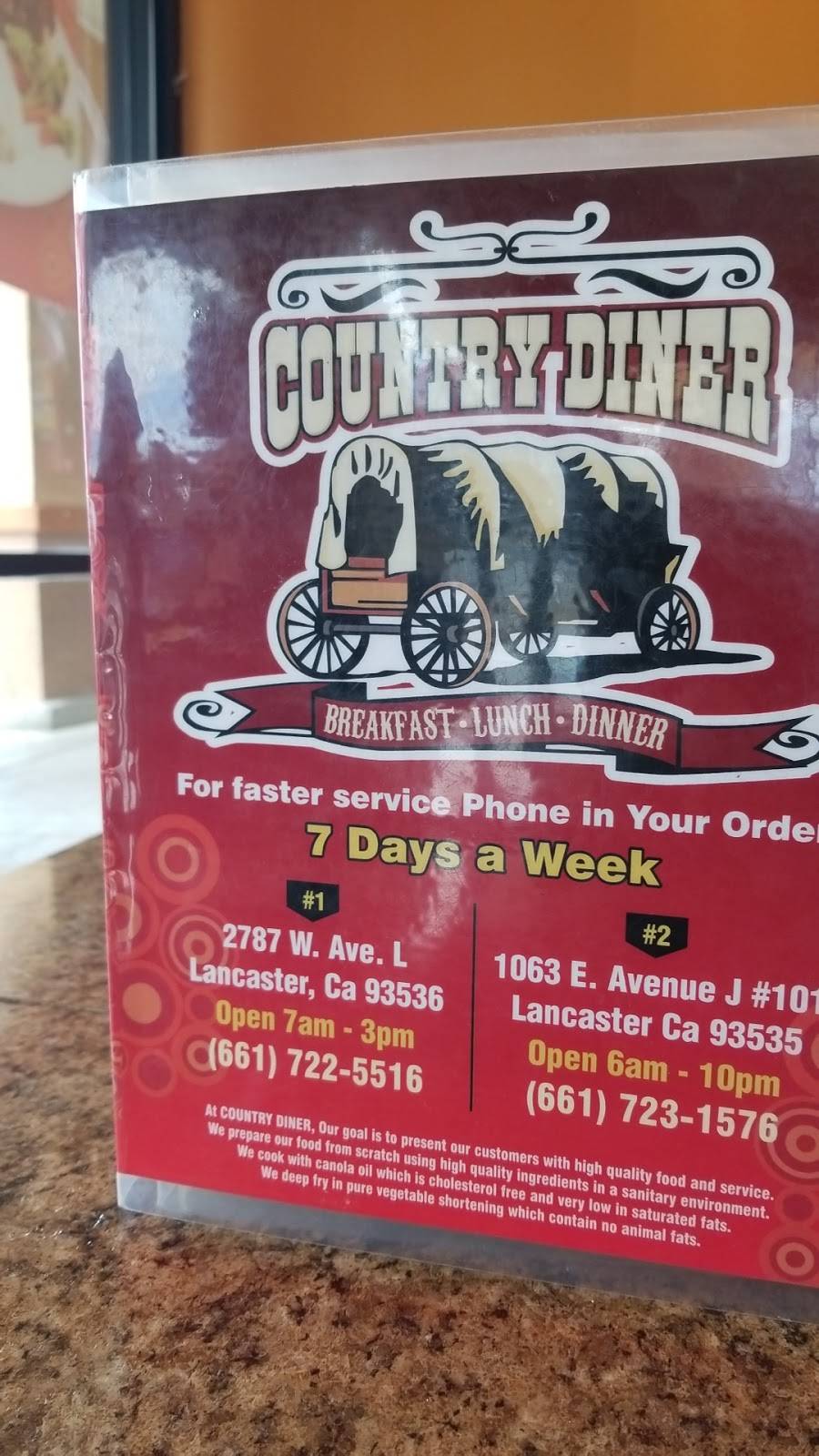 Country Diner | restaurant | J, 1063 W Ave E # 101, Lancaster, CA 93535, USA | 6617231576 OR +1 661-723-1576
