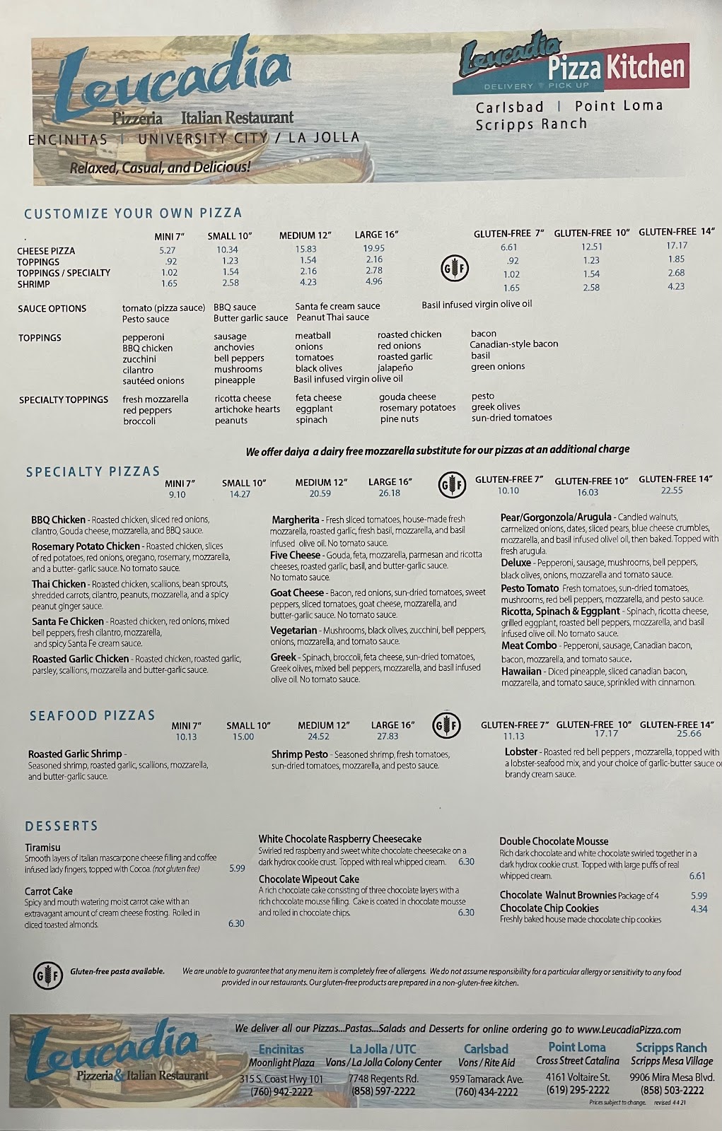 Leucadia Pizzeria Scripps Ranch | restaurant | 9906 Mira Mesa Blvd Ste B, San Diego, CA 92131, USA | 8585302222 OR +1 858-530-2222