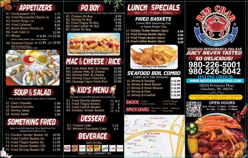 Red Crab - Juicy Seafood | restaurant | 10224 Perimeter Pkwy, Charlotte, NC 28216, USA | 9802265001 OR +1 980-226-5001