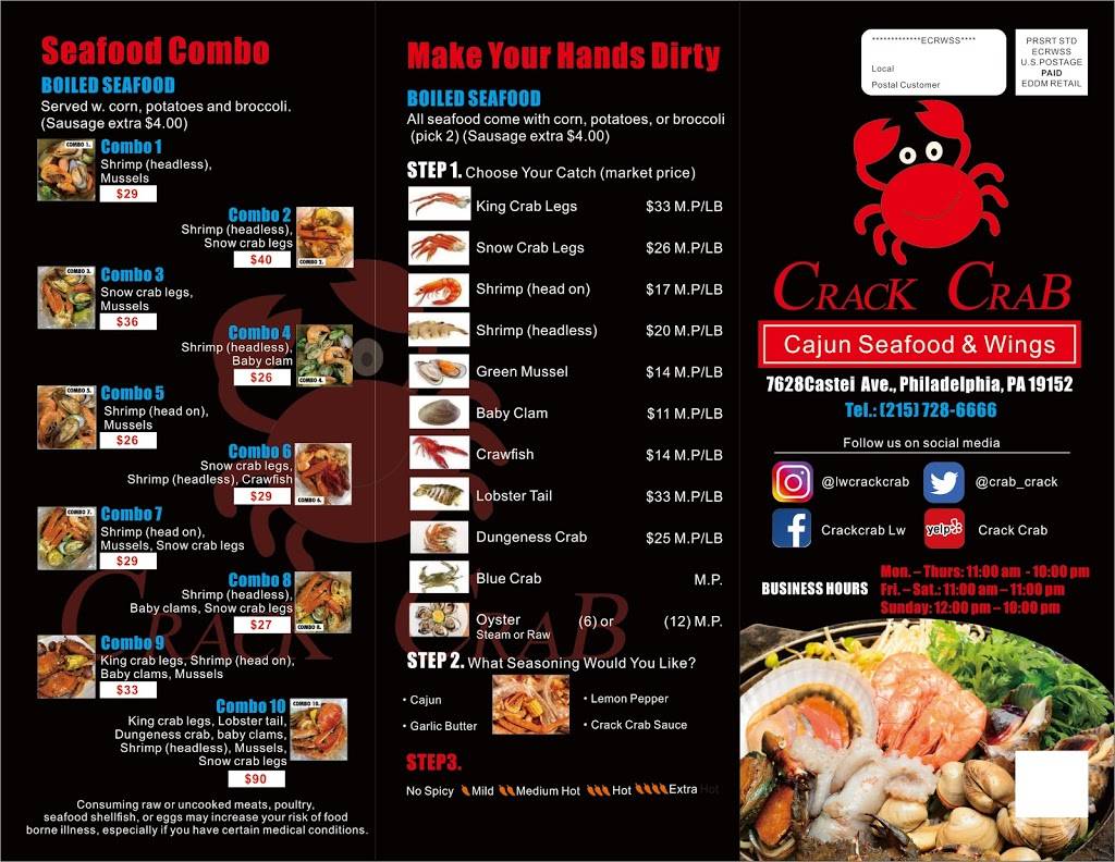 Crack Crab | restaurant | 7628 Castor Ave, Philadelphia, PA 19152, USA | 2157286666 OR +1 215-728-6666