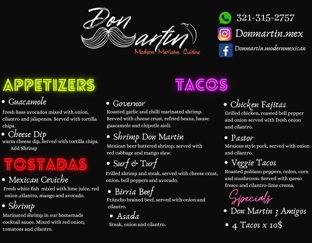 Don martin modern mexican cuisine llc | restaurant | 15 N 5th St, Haines City, FL 33844, USA | 3213152757 OR +1 321-315-2757
