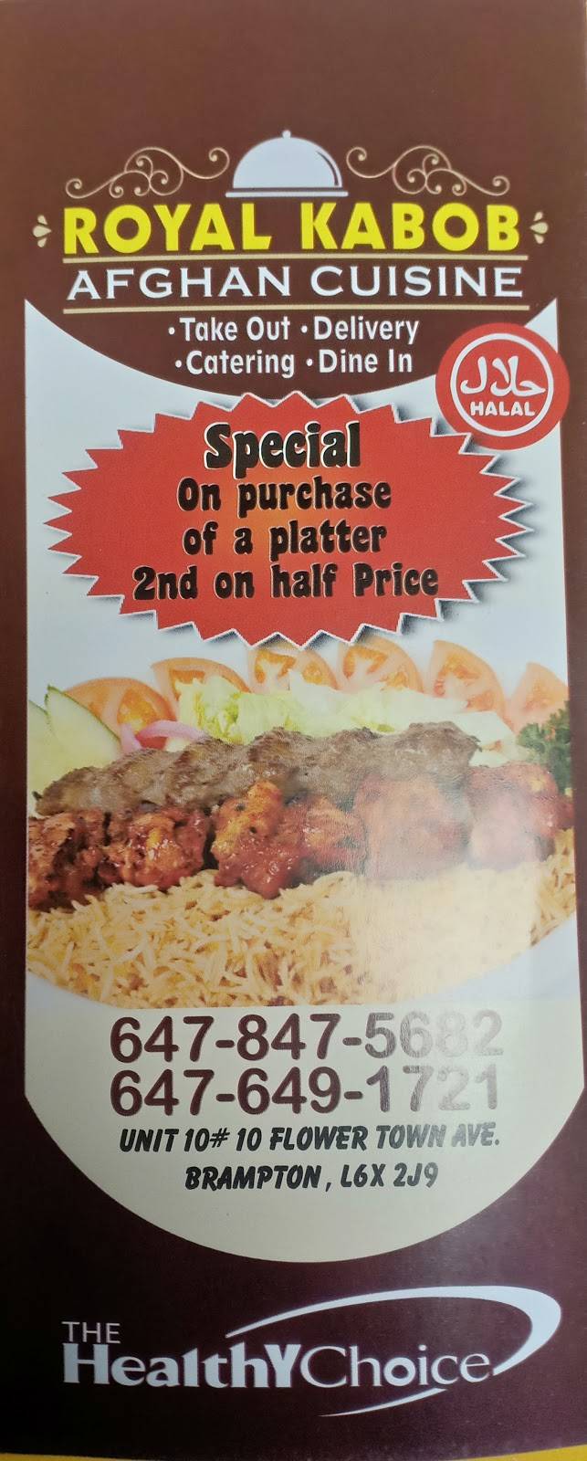 Royal Kabob Afghan Cuisine | restaurant | 10 Flowertown Ave, Brampton, ON L6X 2J9, Canada | 6478475682 OR +1 647-847-5682