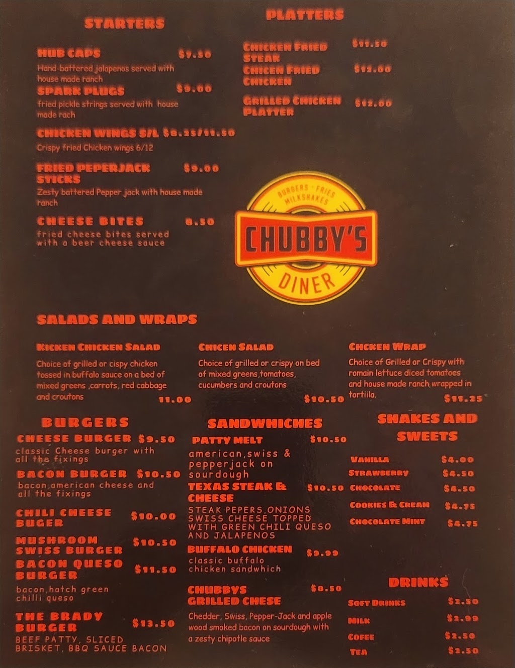 Chubbys | restaurant | 2105 S Bridge St, Brady, TX 76825, USA | 3252409490 OR +1 325-240-9490