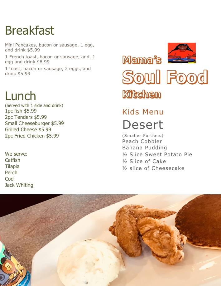 Mama’s Soul Food Kitchen | restaurant | 2105 22nd Ave, Kenosha, WI 53140, USA | 2622377026 OR +1 262-237-7026