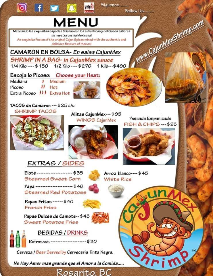 Cajun Mex Shrimp | restaurant | Blvd. Benito Juárez 50, Centro Carretera, 22710 Rosarito, B.C., Mexico | 016611040253 OR +52 661 104 0253