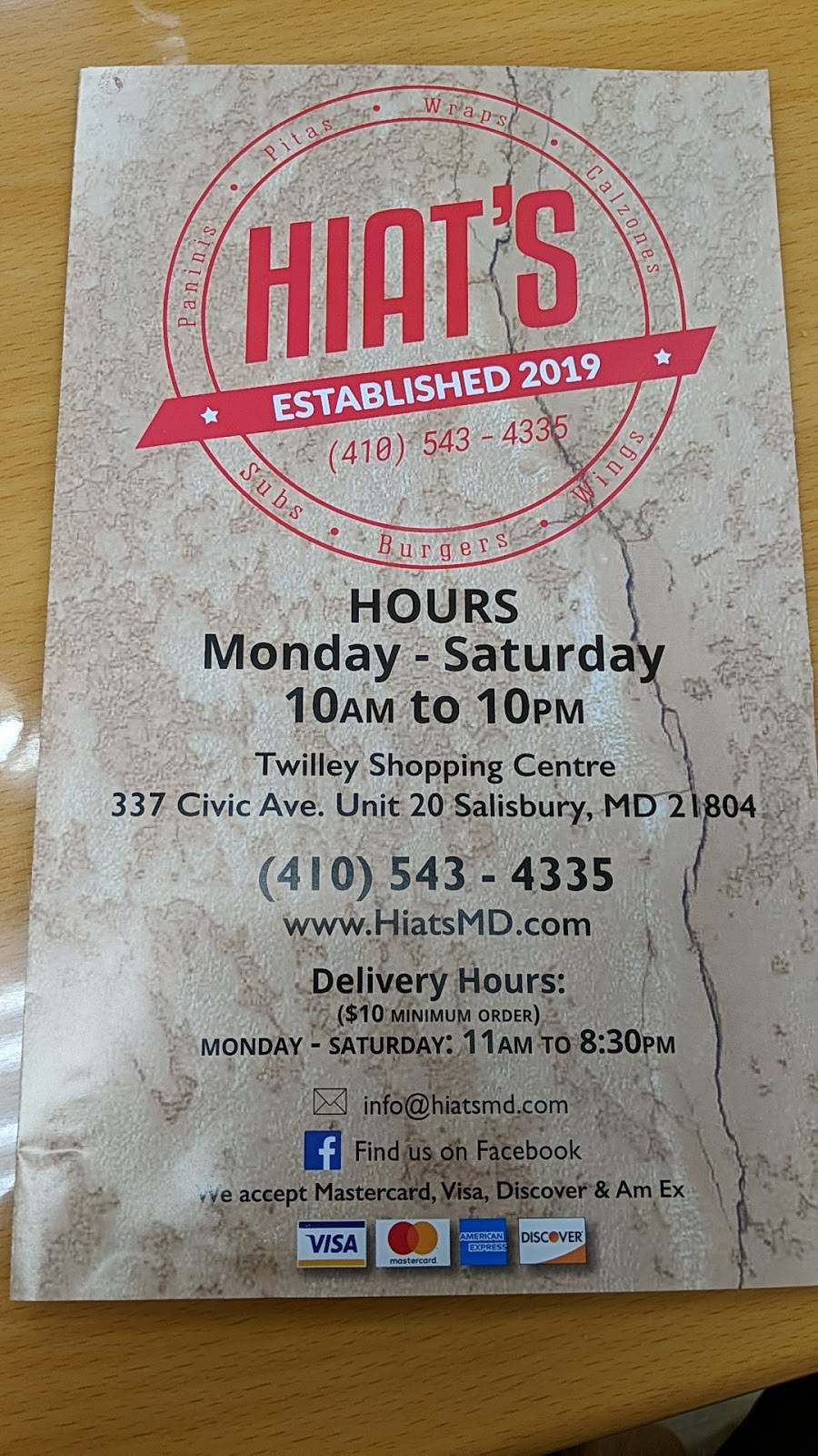 Hiats Deli | restaurant | 337 Civic Ave #20, Salisbury, MD 21804, USA | 4105434335 OR +1 410-543-4335