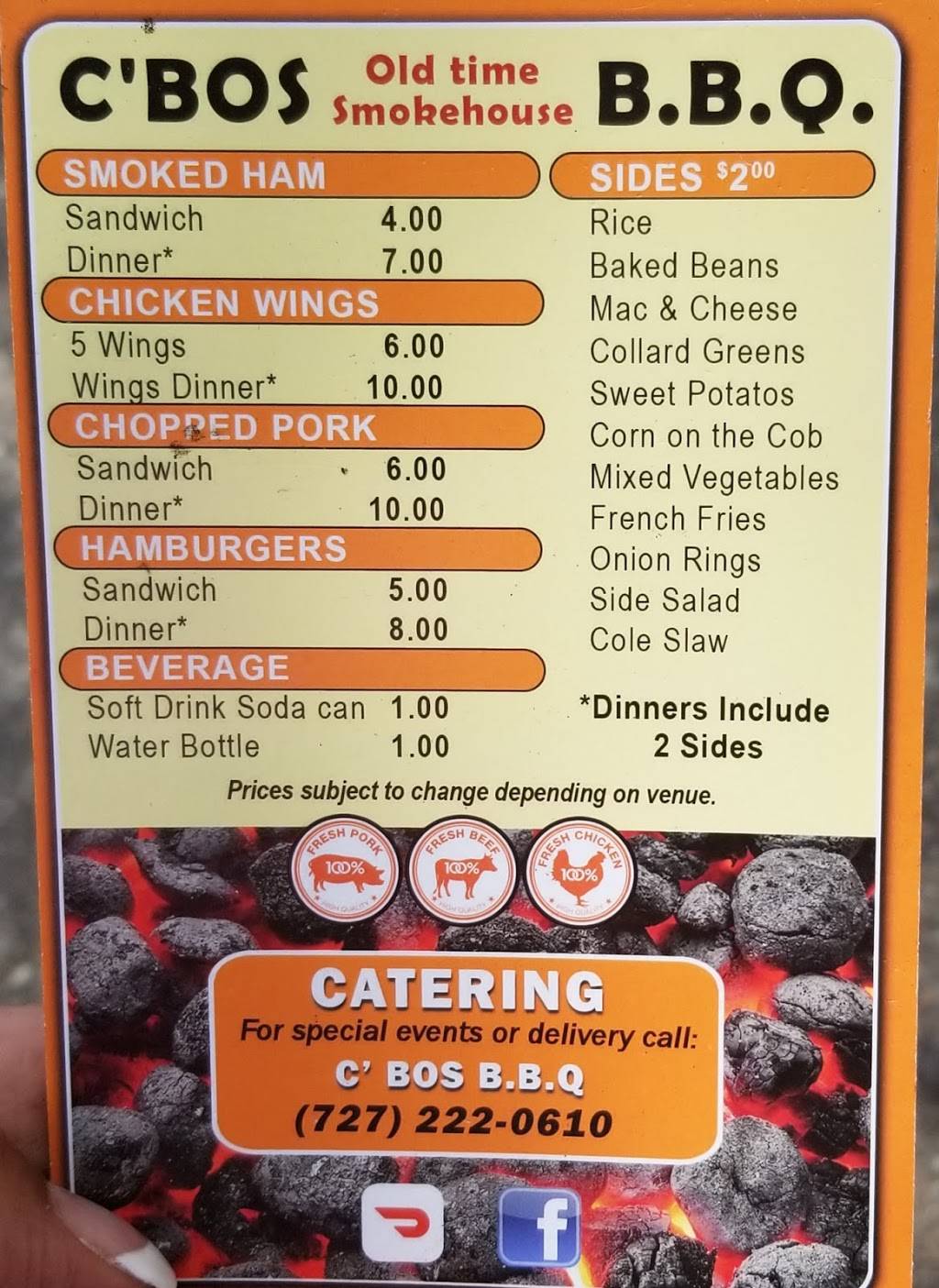 CBOs old time Smokehouse bbq | restaurant | 1800 34th St S, St. Petersburg, FL 33712, USA | 7272220610 OR +1 727-222-0610