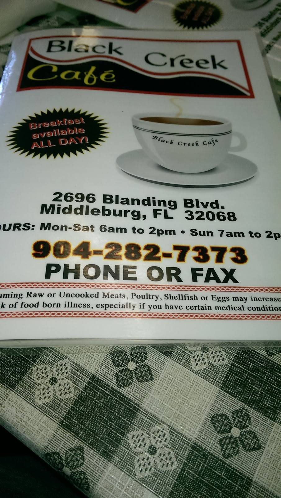 Black Creek Cafe | restaurant | 2696 Blanding Blvd, Middleburg, FL 32068, USA | 9042827373 OR +1 904-282-7373