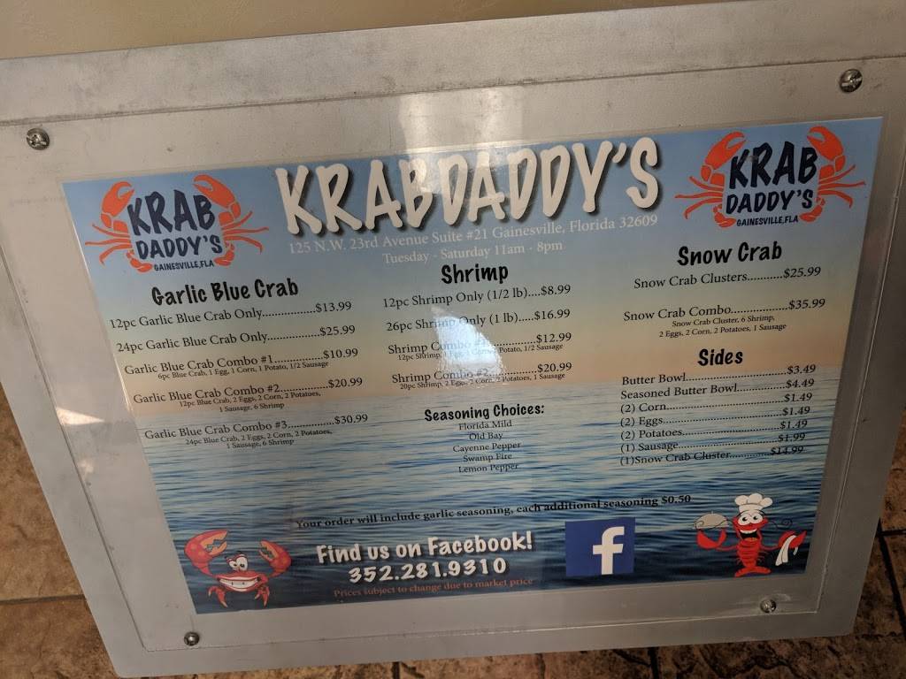 Krab Daddy | restaurant | 125 NW 23rd Ave #21, Gainesville, FL 32609, USA | 3522819310 OR +1 352-281-9310