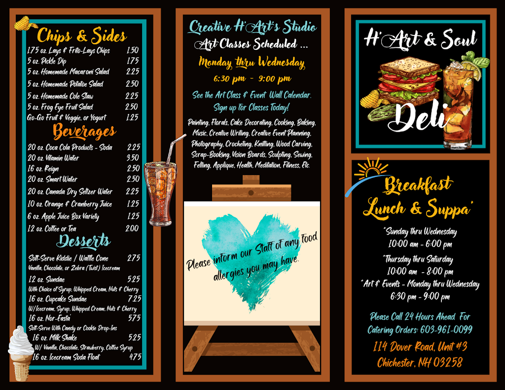 HArt & Soul Deli, LLC | restaurant | 114 Dover Rd UNIT 3, Chichester, NH 03258, USA | 6039610099 OR +1 603-961-0099