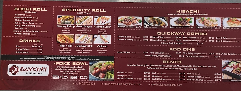 Quickway Japanese Hibachi | restaurant | 3088 Festival Way, Waldorf, MD 20601, USA | 2402707922 OR +1 240-270-7922