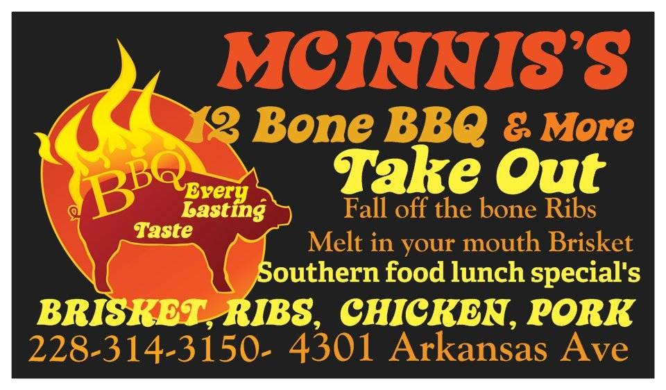 McInniss 12 Bone BBQ | restaurant | 4301 Arkansas Ave, Gulfport, MS 39501, USA | 2283143150 OR +1 228-314-3150