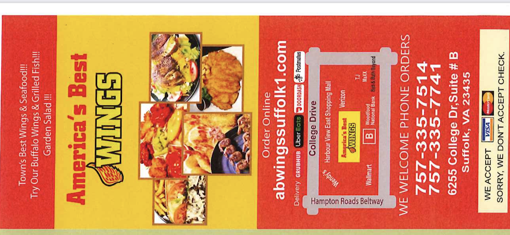 Americas Best Wings | restaurant | 6255 College Dr Suite-B, Suffolk, VA 23435, USA | 7573357514 OR +1 757-335-7514