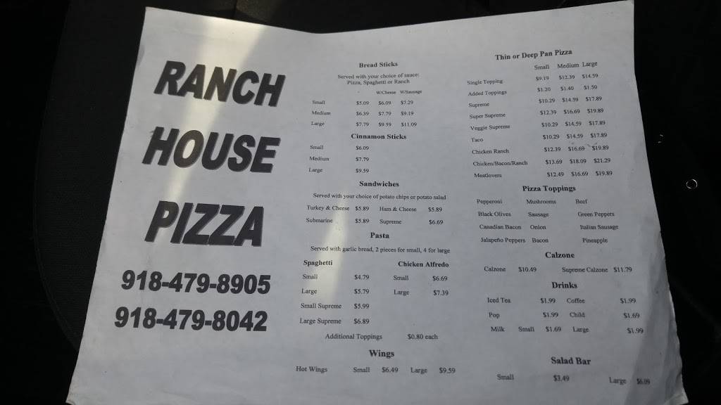 Ranch House Pizza | restaurant | 224 E Main St, Locust Grove, OK 74352, USA | 9184798905 OR +1 918-479-8905