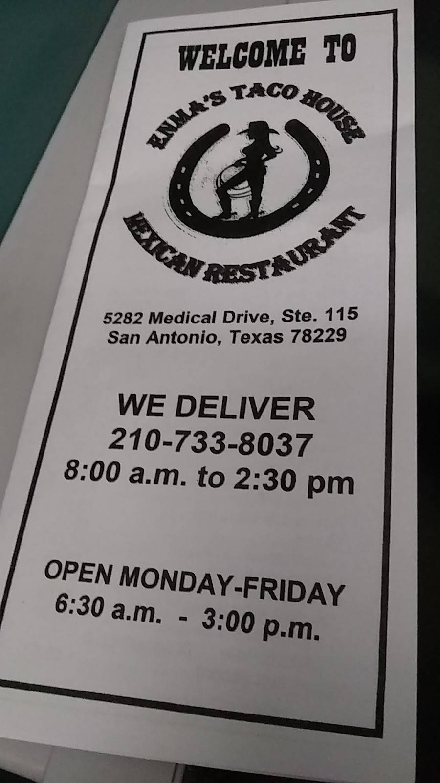 Enmas Taco House | restaurant | 5282 Medical Dr #115, San Antonio, TX 78229, USA | 2107338037 OR +1 210-733-8037