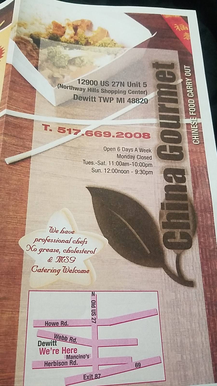 China Gourmet | restaurant | 12900 S Old U.S. 27 #5, Dewitt, MI 48820, USA | 5176692008 OR +1 517-669-2008