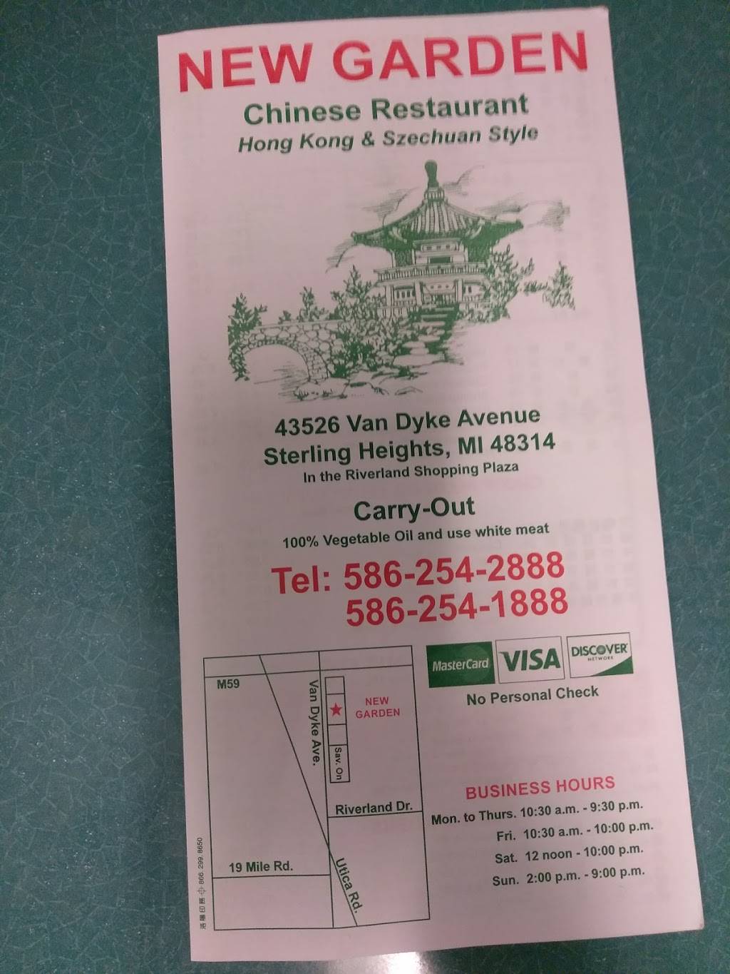 New Garden | restaurant | 43526 Van Dyke Ave, Sterling Heights, MI 48314, USA | 5862542888 OR +1 586-254-2888