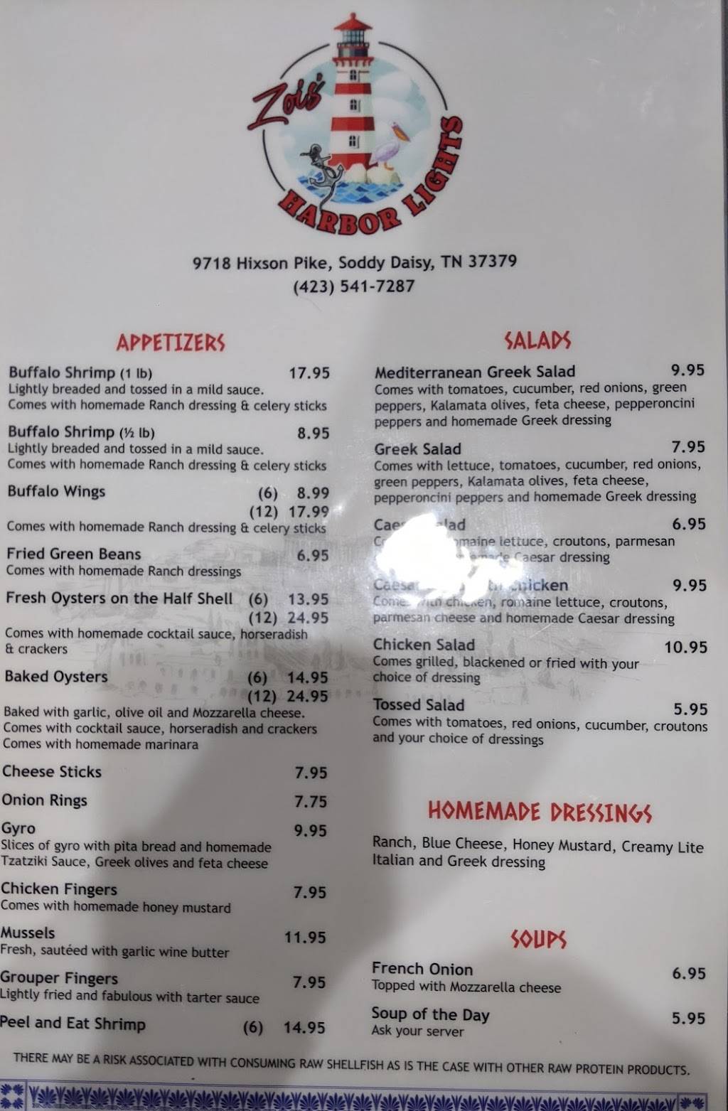 Zois Harbor Lights Resturant | restaurant | 9718 Hixson Pike, Soddy-Daisy, TN 37379, USA | 4235417287 OR +1 423-541-7287