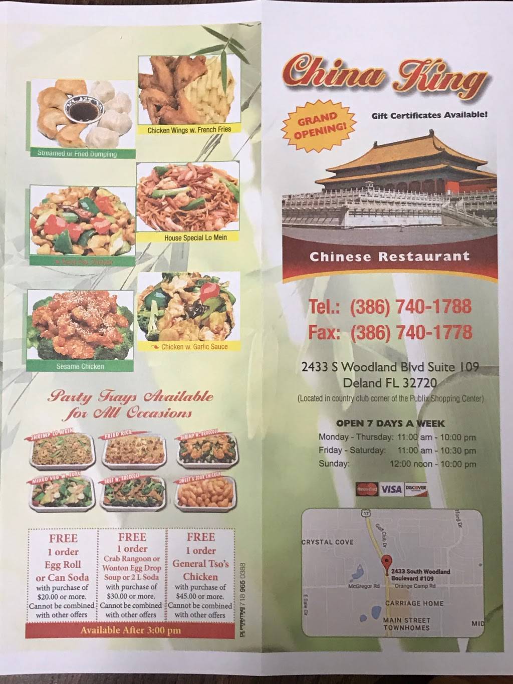 China King | restaurant | 2433 S Woodland Blvd, DeLand, FL 32720, USA | 3867401788 OR +1 386-740-1788