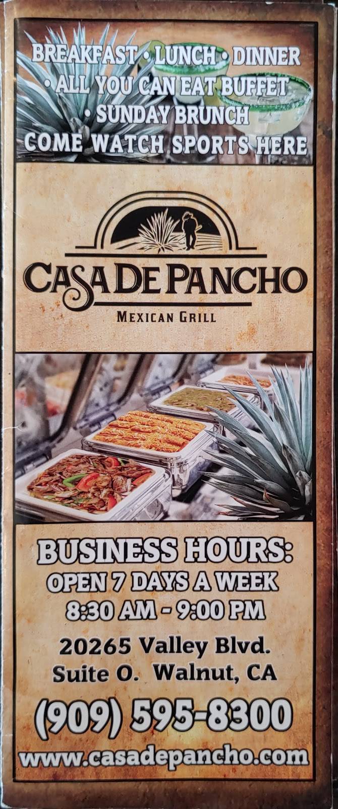 Casa de Pancho Mexican Grill | restaurant | 20265 Valley Blvd Suite O, Walnut, CA 91789, USA | 9095958300 OR +1 909-595-8300