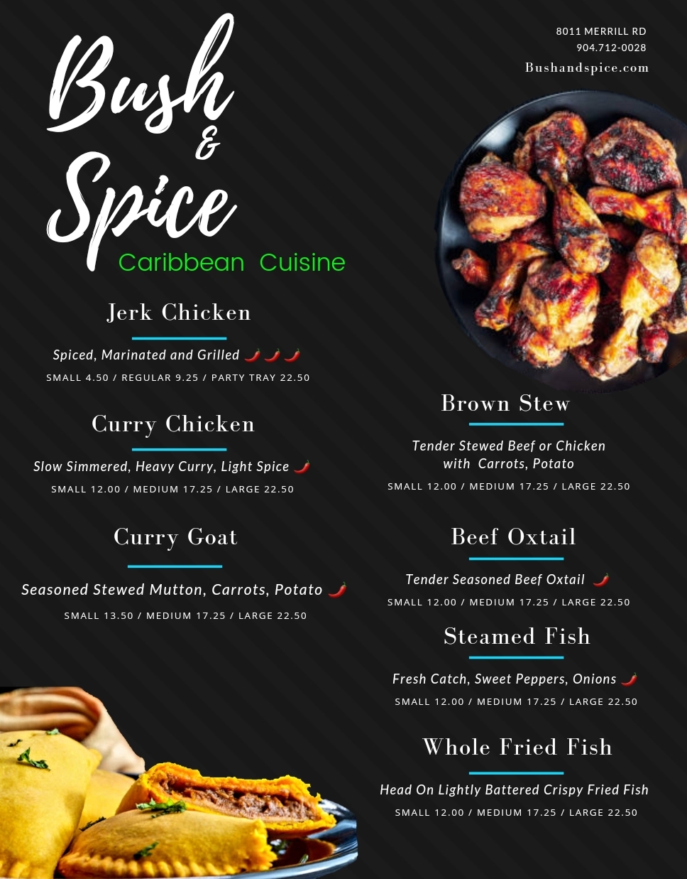 Bush and Spice Caribbean Restaurant | restaurant | 8011 Merrill Rd, Jacksonville, FL 32277, USA | 9047120028 OR +1 904-712-0028