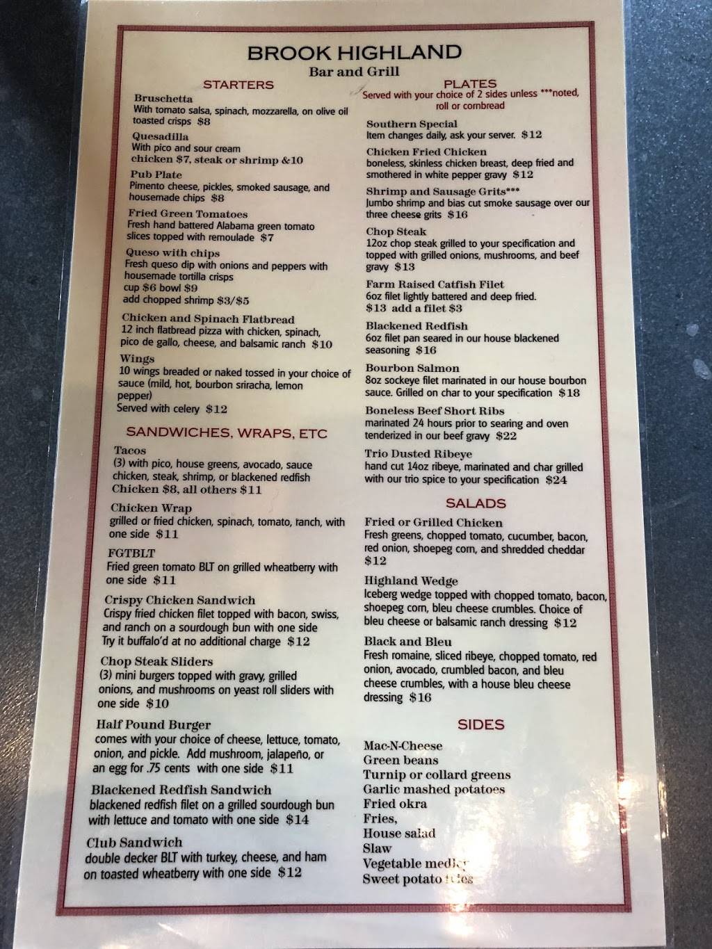 Brook Highland Bar & Grill | restaurant | 5279 US-280, Birmingham, AL 35242, USA | 2059918388 OR +1 205-991-8388