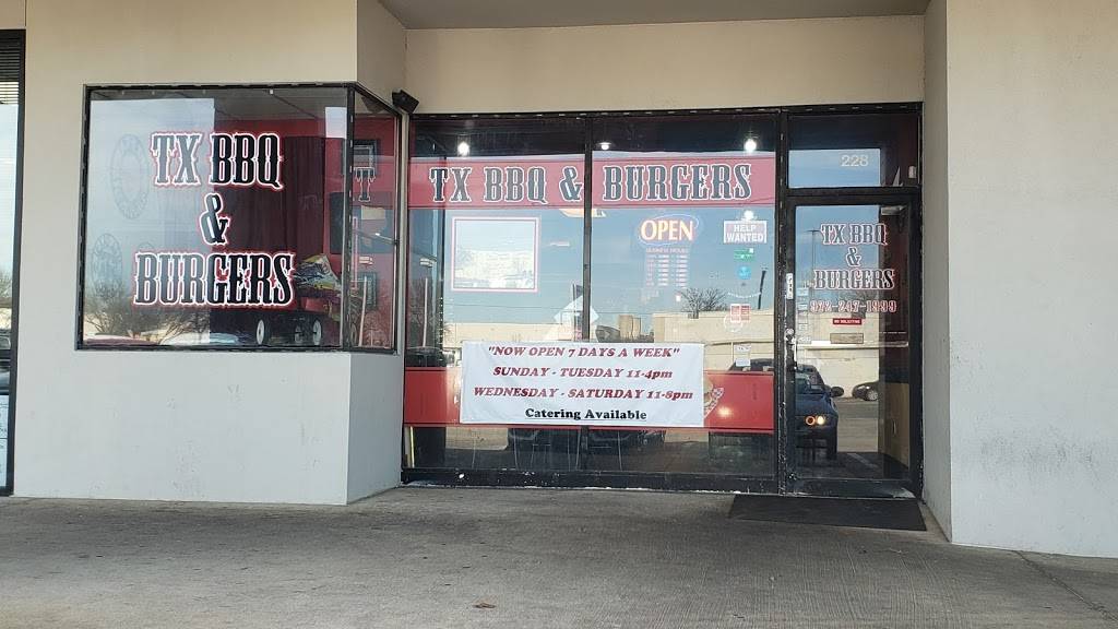 TX BBQ and BURGERS | restaurant | 3128 Forest Ln #228, Dallas, TX 75234, USA | 9722471999 OR +1 972-247-1999