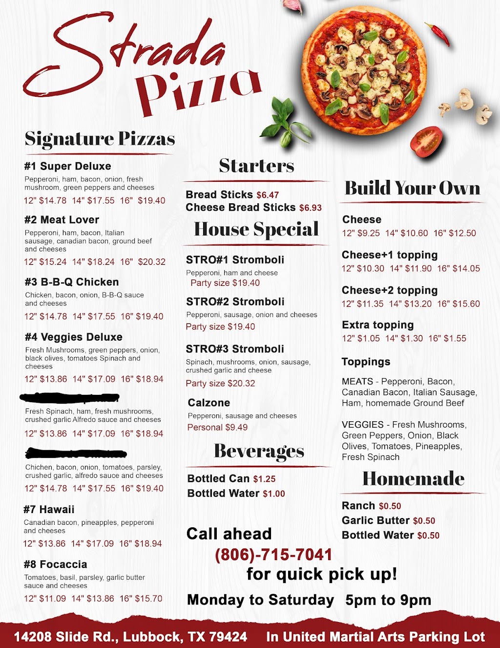 Strada Pizza food truck | restaurant | 14208 Slide Rd #01, Lubbock, TX 79424, USA | 8067157041 OR +1 806-715-7041