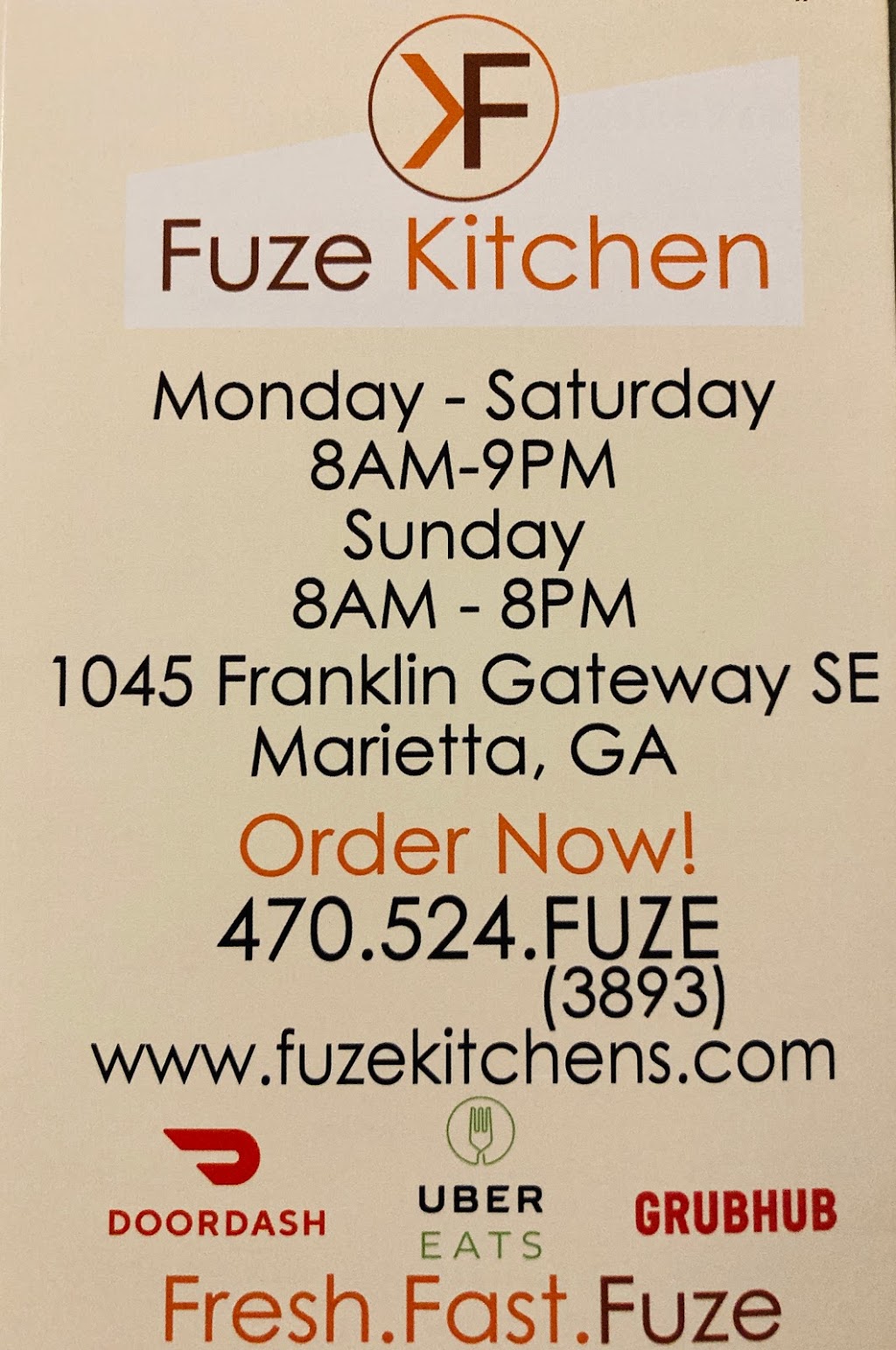 FUZE Kitchen | restaurant | 1045 Franklin Gateway SE, Marietta, GA 30067, USA | 4705243893 OR +1 470-524-3893
