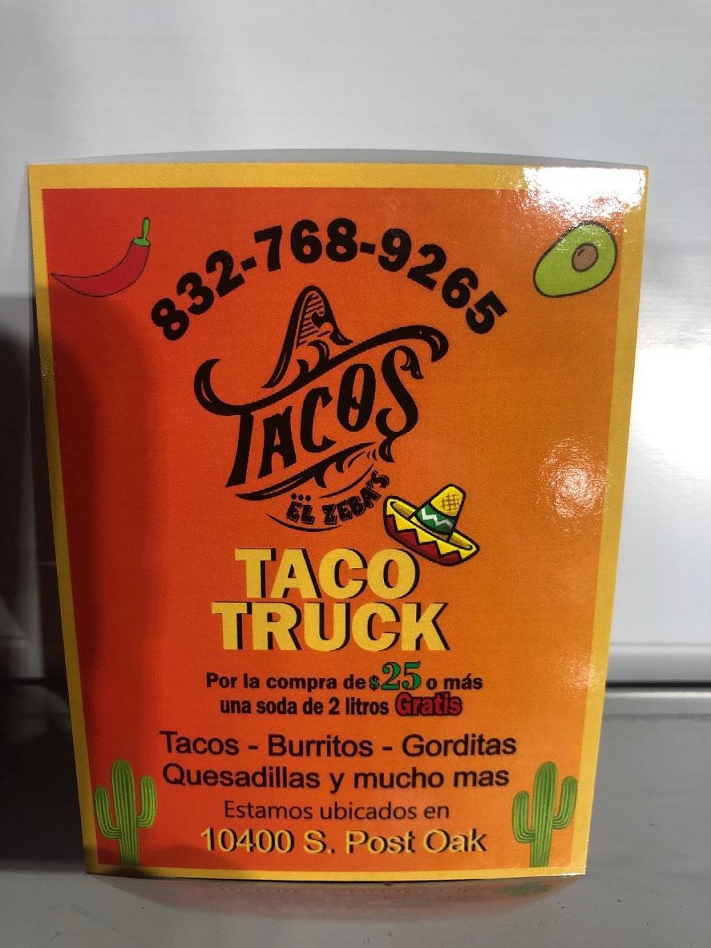Tacos El Zebas | restaurant | 10350 S Post Oak Rd, Houston, TX 77035, USA | 8327689265 OR +1 832-768-9265