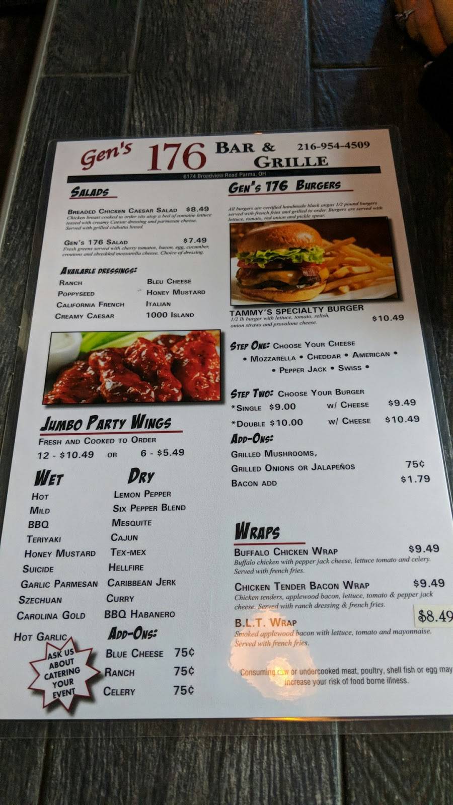 Gens 176 Bar & Grille | restaurant | 6174 Broadview Rd, Cleveland, OH 44134, USA | 2169544509 OR +1 216-954-4509