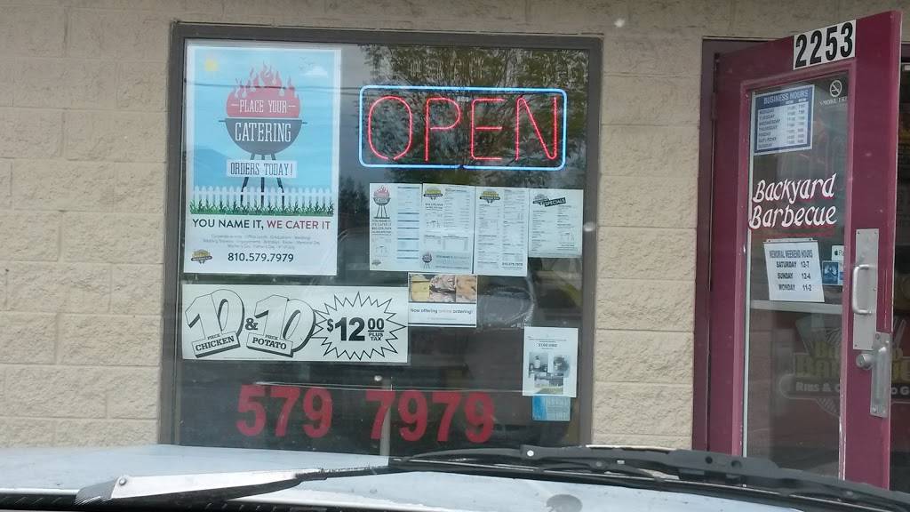 Backyard Barbecue | restaurant | 2253 Hill Rd, Grand Blanc, MI 48439, USA | 8105797979 OR +1 810-579-7979