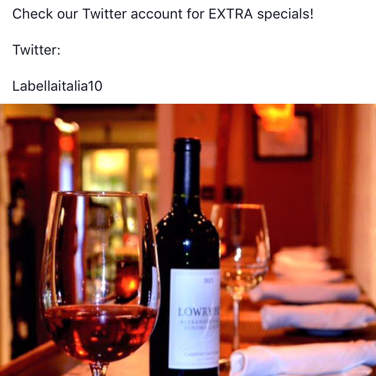 La Bella Italia | restaurant | 1065 Laskin Rd, Virginia Beach, VA 23451, USA | 7574228536 OR +1 757-422-8536