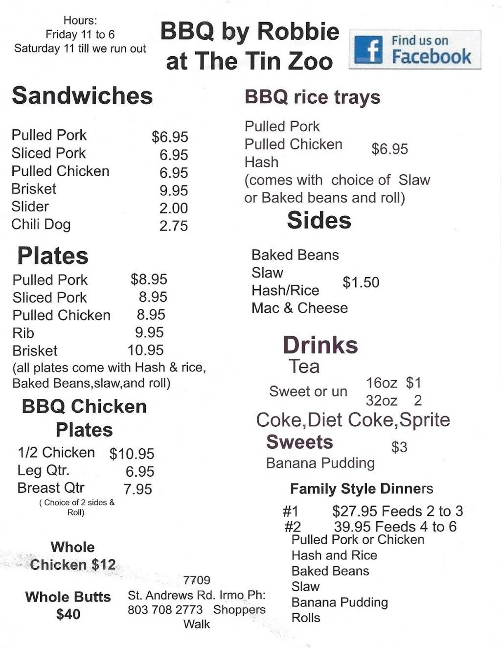 BBQ by Robbie | restaurant | 7709 St Andrews Rd, Irmo, SC 29063, USA | 8036225969 OR +1 803-622-5969