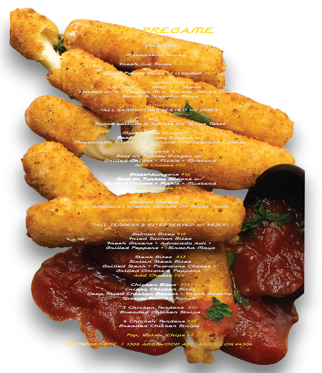 JTs Pregame | restaurant | 1305 E Archwood Ave, Akron, OH 44306, USA | 2163238071 OR +1 216-323-8071