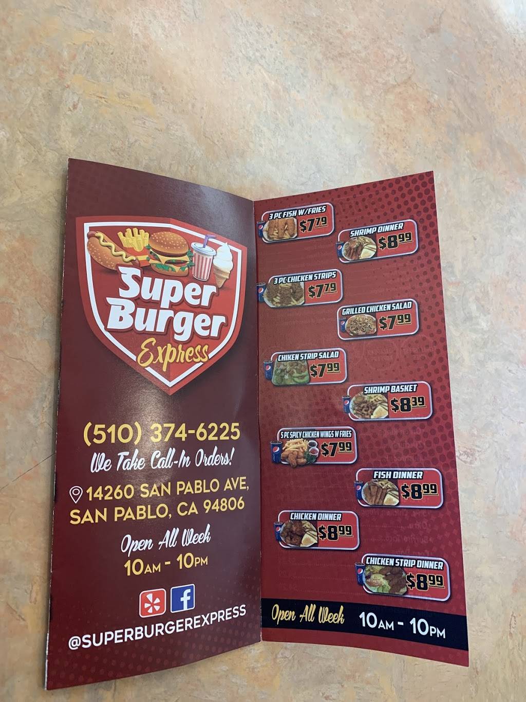 Super Burger Express | restaurant | 14260 San Pablo Ave, San Pablo, CA 94806, USA | 5103746225 OR +1 510-374-6225