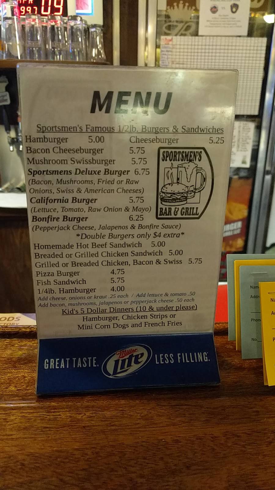 Sportsmens Bar & Grill | restaurant | 135 Diamond St, Ridgeland, WI 54763, USA | 7159491666 OR +1 715-949-1666