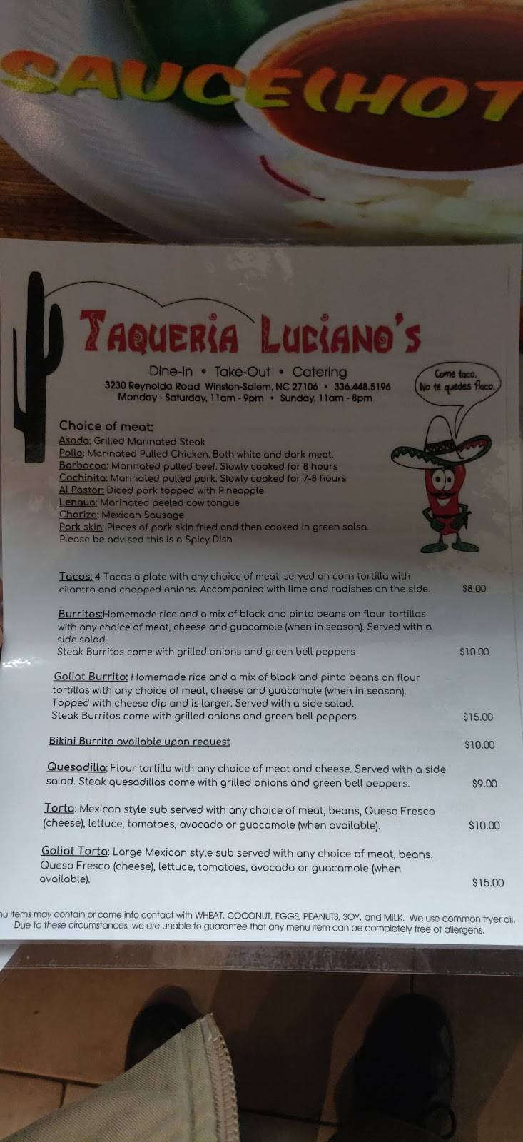 Taqueria Lucianos | restaurant | 3230 Reynolda Rd, Winston-Salem, NC 27106, USA | 3364485196 OR +1 336-448-5196