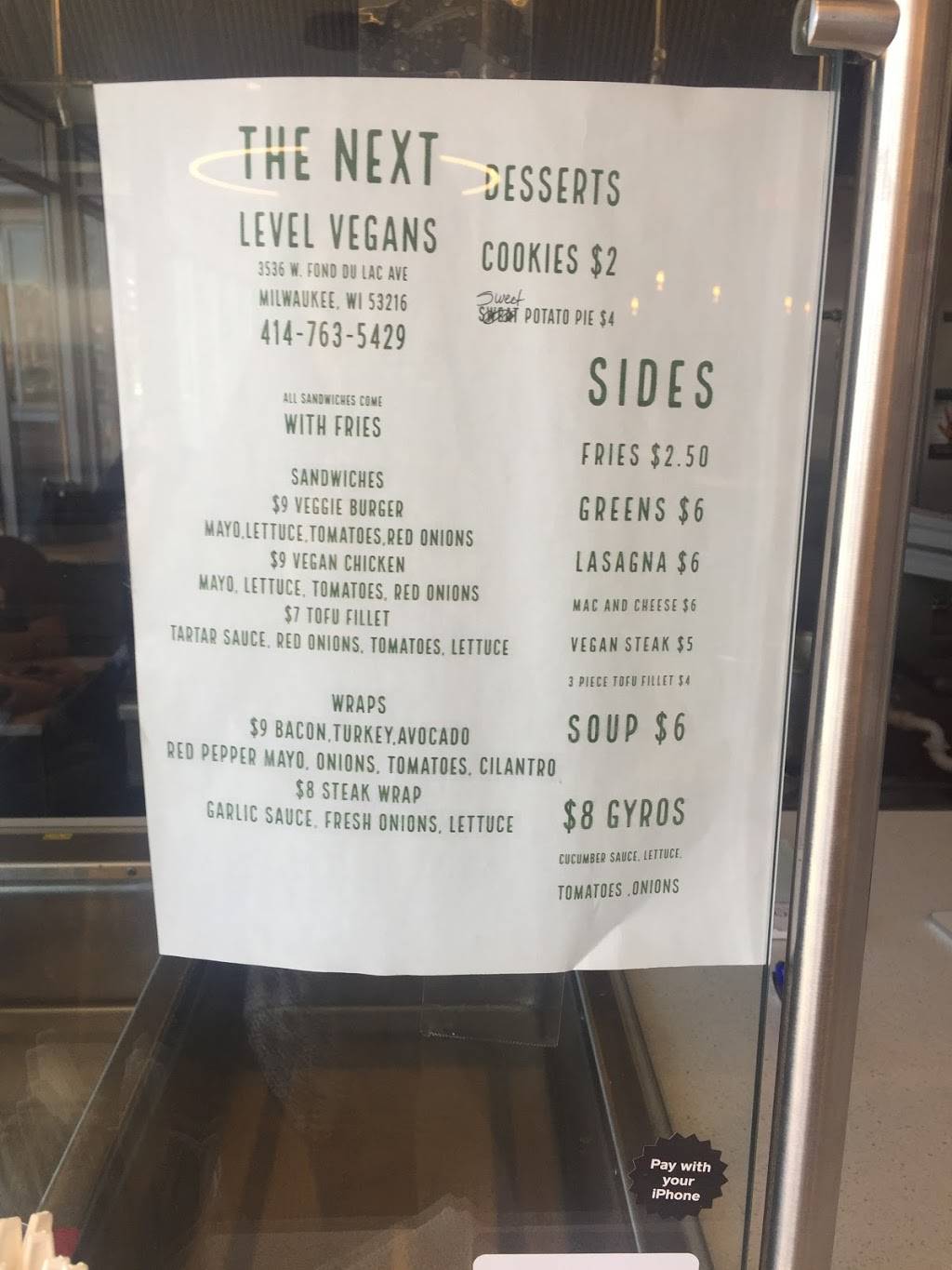 Next Level Vegan | restaurant | 3536 W Fond Du Lac Ave, Milwaukee, WI 53216, USA | 4147635429 OR +1 414-763-5429
