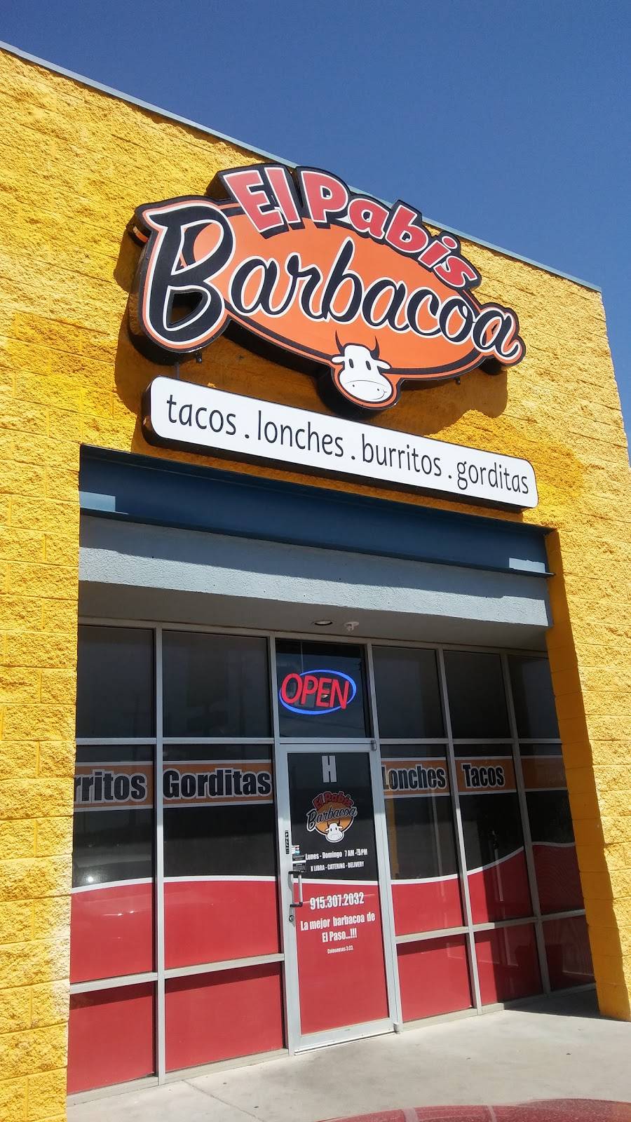 El Pabis Barbacoa | restaurant | 835 N Zaragoza Rd, El Paso, TX 79907, USA | 9153072032 OR +1 915-307-2032