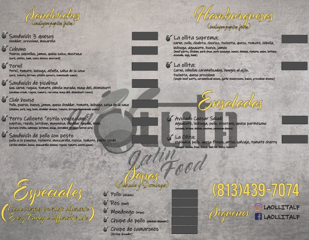 La Ollita Latin Food | restaurant | 5421 W Waters Ave Parking, Tampa, FL 33634, USA | 8134397074 OR +1 813-439-7074