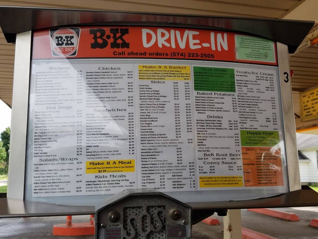 B&K Drive-In | restaurant | 1201 E 9th St, Rochester, IN 46975, USA | 5742232505 OR +1 574-223-2505