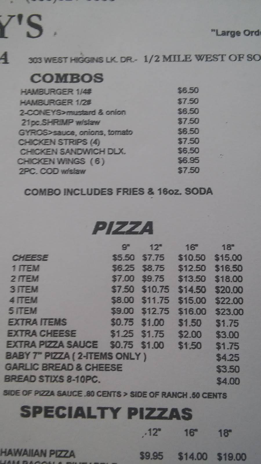 Andys Pizzeria | restaurant | 303 W Higgins Lake Dr, Roscommon, MI 48653, USA | 9898215553 OR +1 989-821-5553